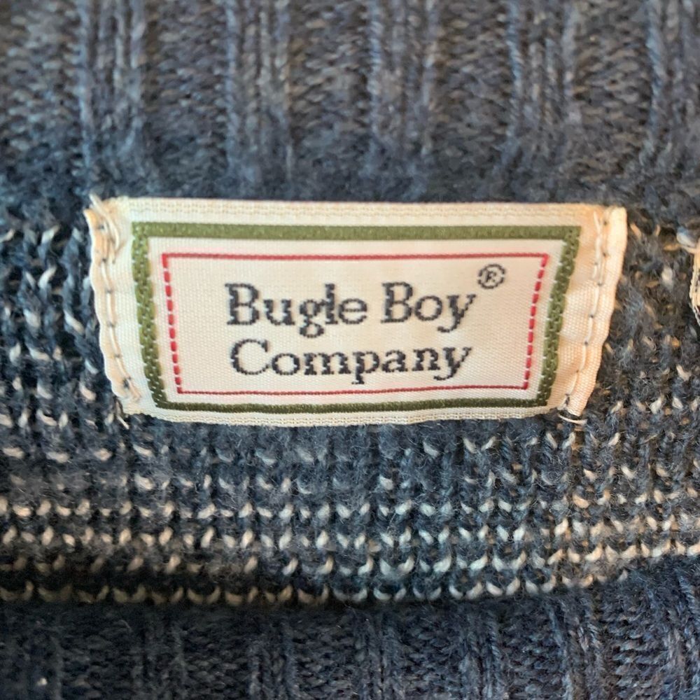 Bugle Boy Vintage blue and white sweater size L - Picture 5 of 8